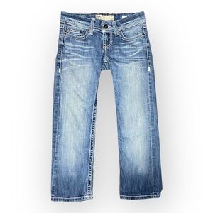 BKE Sabrina Medium Wash Capris Women’s Size 25 Low Rise Straight Leg Y2K Denim